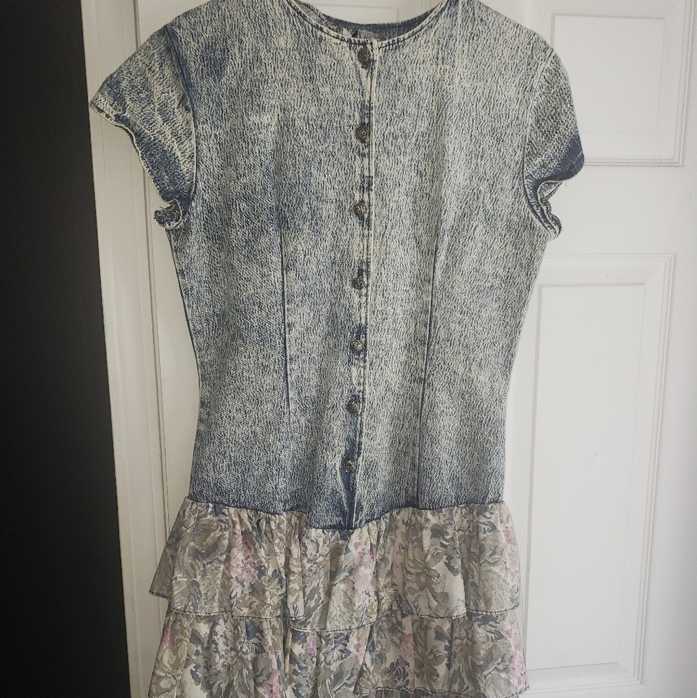 Vintage  90s denim floral dress size  11